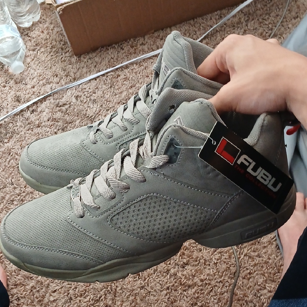 FUBU Gray Athletic Sneakers with Suede Finish